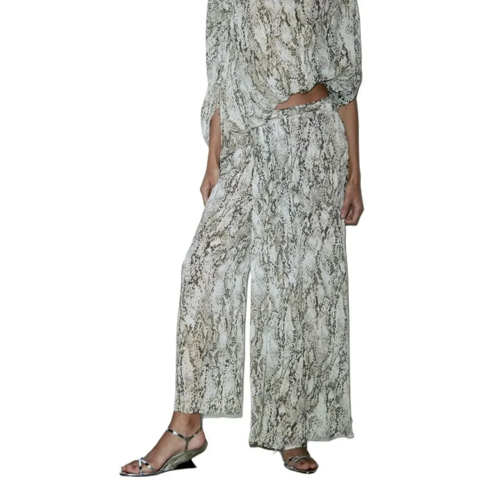 ZARA | Snake | ANIMAL PRINT WIDE LEG PANTS - Picture 10 of 13